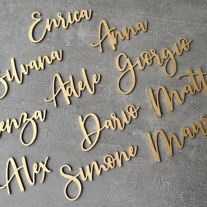 Nomi in legno tagliati al laser Segnalibri personalizzati con nome tagliato al laser Segnalibri per matrimoni Segnalibri in legno tagliati al laser Segnalibri per apparecchiare la tavola Targhette con nome