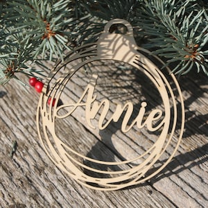 Custom Christmas baubles personalized CHRISTMAS pendants in wood ornament laser cut names CHRISTMAS gift tags with name wood Christmas Decor image 2