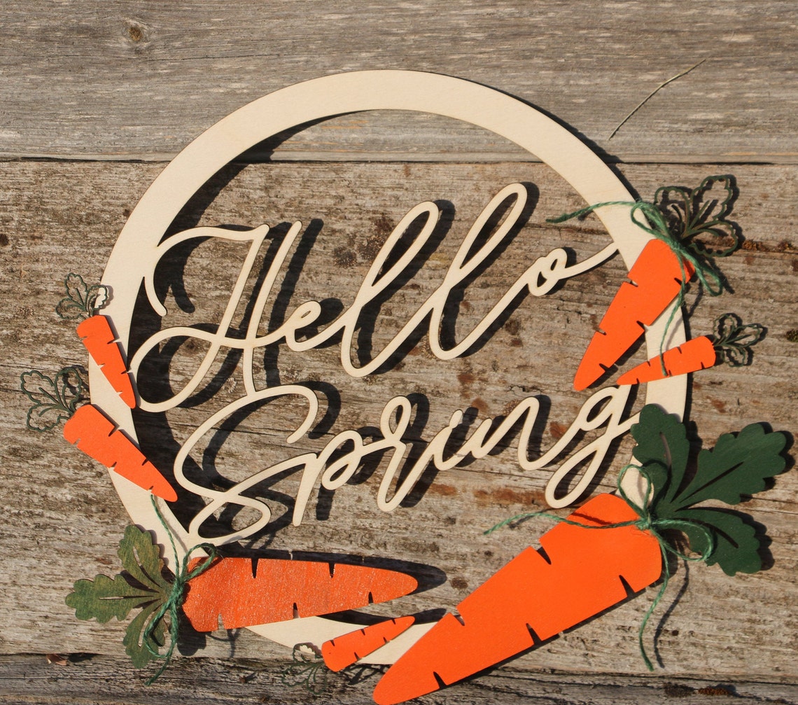 Hello Spring Script Word Cutout Wood Lettering Spring Wreath - Etsy