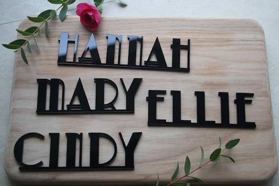 Custom Laser Cut Name Signs Art Deco Style Signs Dinner Party Etsy