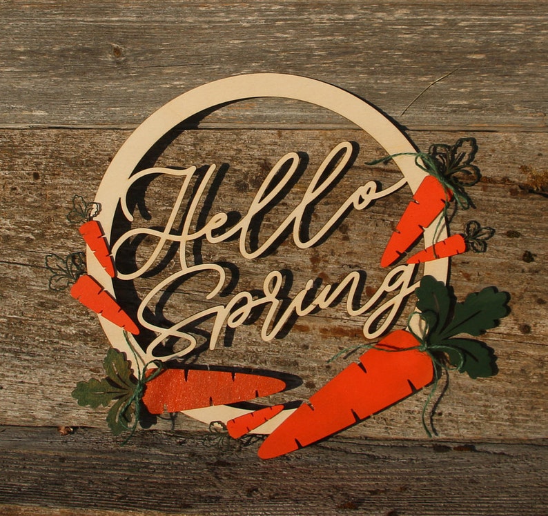 Hello Spring Script Word Cutout Wood Lettering Spring Wreath - Etsy
