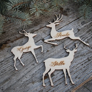 ChristmasTable Decor Houten plaats kaarten rendier plaats kaarten Kerst tafel decoratie Kerst plaats setting Kerst Herten plaats kaartenXmas