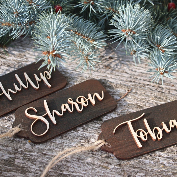 Etiquettes cadeaux en bois de Noël, étiquettes cadeaux en bois, étiquettes de Noël, décorations cadeaux, emballage cadeau Noël, étiquettes en bois découpées au laser, étiquettes cadeaux, étiquettes cadeaux personnalisées