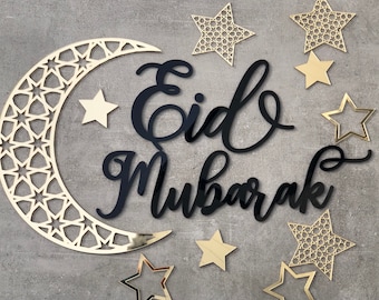 Eid Mubarak-bord: maan en sterren ramadandecoratie