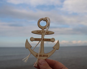 Laser Cut Namensschild/Ortsschild/Holz Anker Platzkarte/Hochzeit am Strand Platzkarten/Maritime Platzkarten