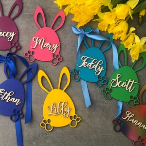 Easter Basket Tags Bunny Easter Tags Personalised Rabbit Easter Basket Tags Name Easter Decoration custom Easter Place cards Easter Gifts