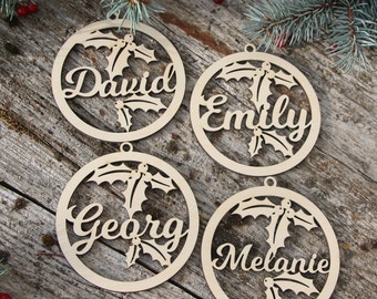 Custom Christmas bauble Personalized Custom bauble laser cut names Christmas CUSTOM CHRISTMAS gift tags with name wooden Christmas gift Tags