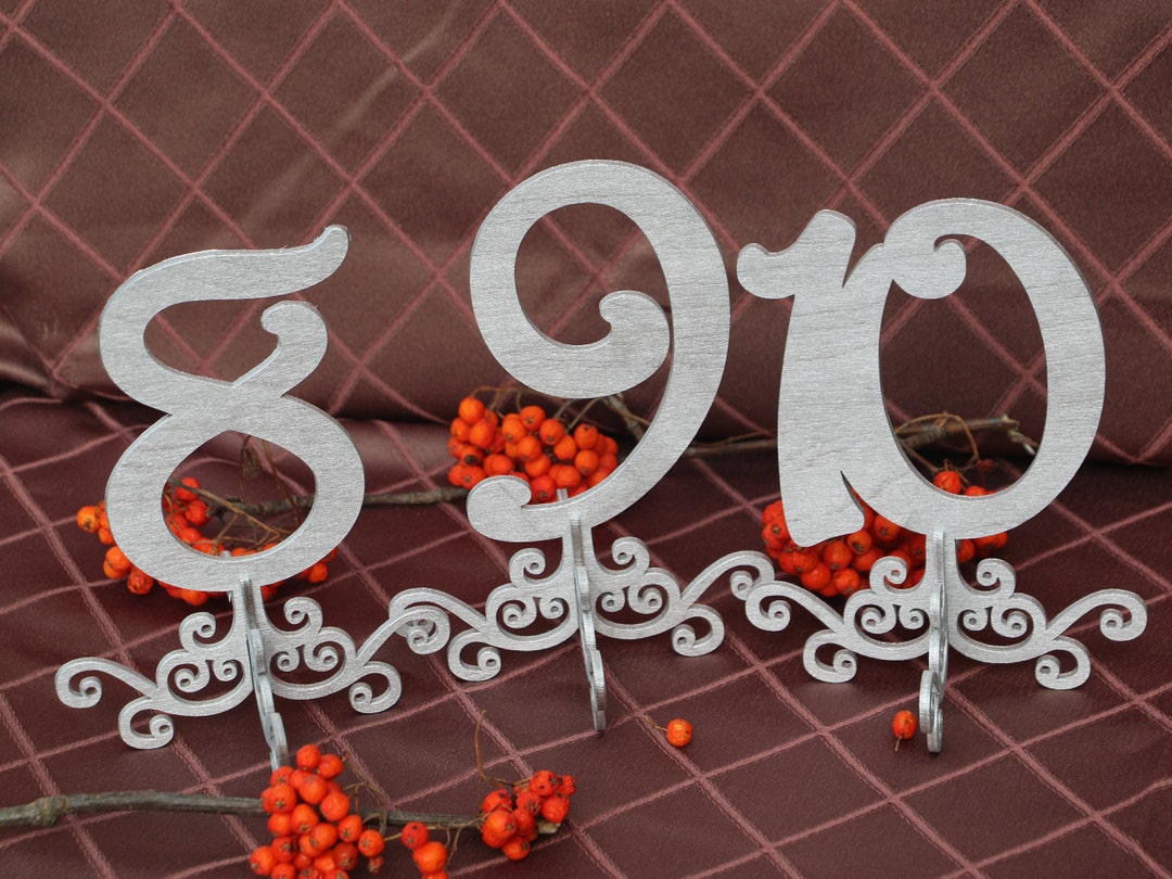 Table Numbers Basic Silver Silver Wedding Table Numbers /silver Tablenumbers/wooden Numbers1-5 ...