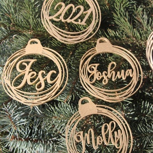 Custom Christmas baubles personalized CHRISTMAS pendants in wood ornament laser cut names CHRISTMAS gift tags with name wood Christmas Decor image 7