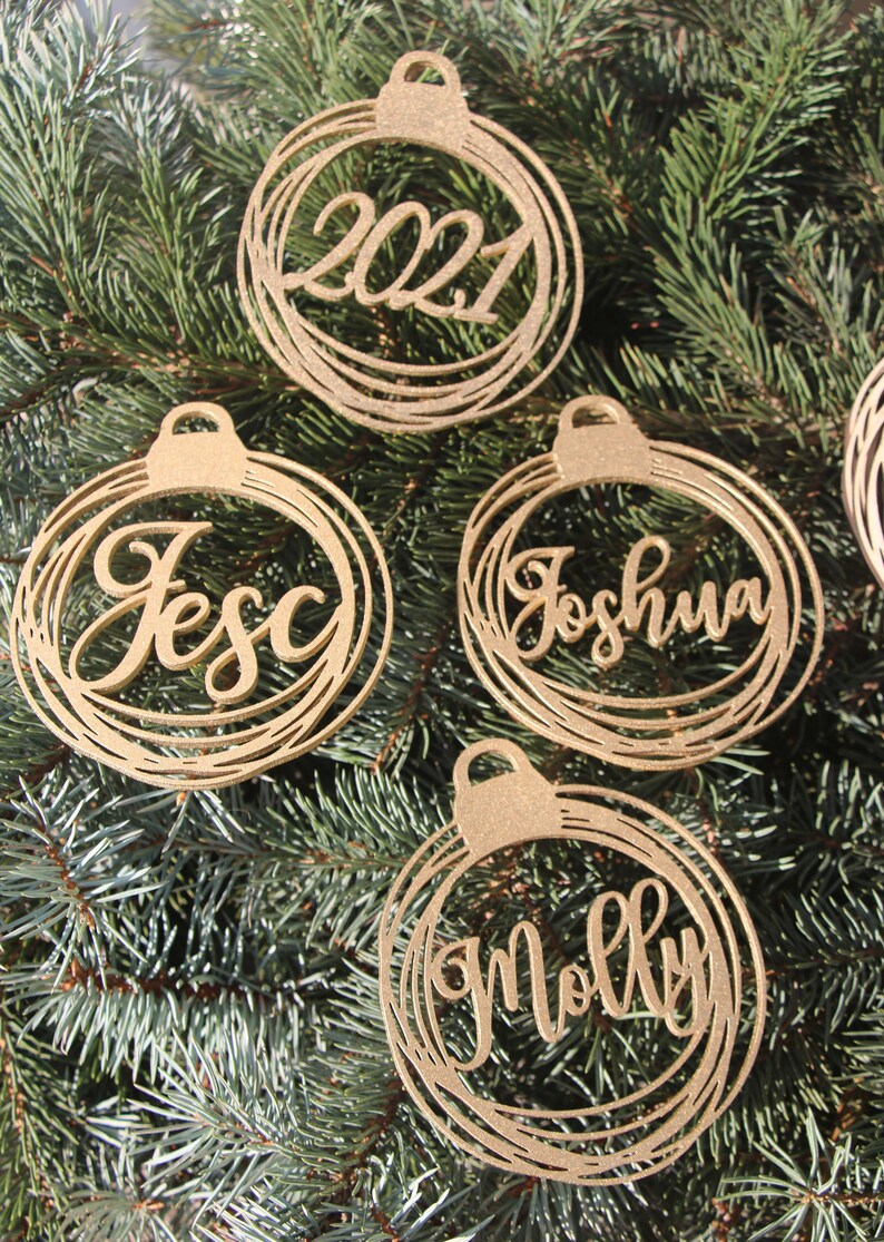 Custom Christmas baubles personalized CHRISTMAS pendants in wood ornament laser cut names CHRISTMAS gift tags with name wood Christmas Decor image 7