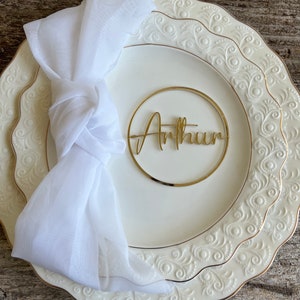 Segnaposto per matrimonio a cerchio Segnaposto personalizzati tagliati al laser Segnaposto per matrimonio Segnaposto in legno tagliato al laser Segnaposto Targhette per nome Nome del cerchio