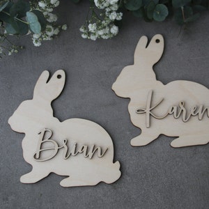 Rabbit tags Easter basket tag Rabbit Personalized Easter name tags Labels Gift tags Custom wooden name Easter basket Easter Rabbit decor image 9