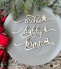 Personalized Christmas Place Cards: Laser Cut Birch Wood Table Decor product logo
