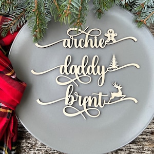Tarjetas de lugar de NAVIDAD Decoración de mesa navideña Decoración de mesa navideña Alegre Feliz Paz Creer Tarjetas de lugar Decoraciones de mesa navideña Etiqueta de Navidad