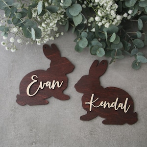 Rabbit tags Easter basket tag Rabbit Personalized Easter name tags Labels Gift tags Custom wooden name Easter basket Easter Rabbit decor