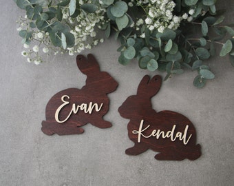 Rabbit tags Easter basket tag Rabbit Personalized Easter name tags Labels Gift tags Custom wooden name Easter basket Easter Rabbit decor