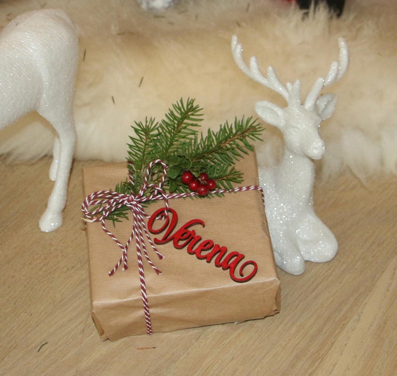 10custom Laser Cut Wood Name Gift Tag/christmas Gift Tag Etsy