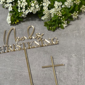 Christening Cake Topper Cake Topper Cake Decoration Personalised Cake Toppers Personalized Baptism Cake Topper Christening Topper zdjęcie 6