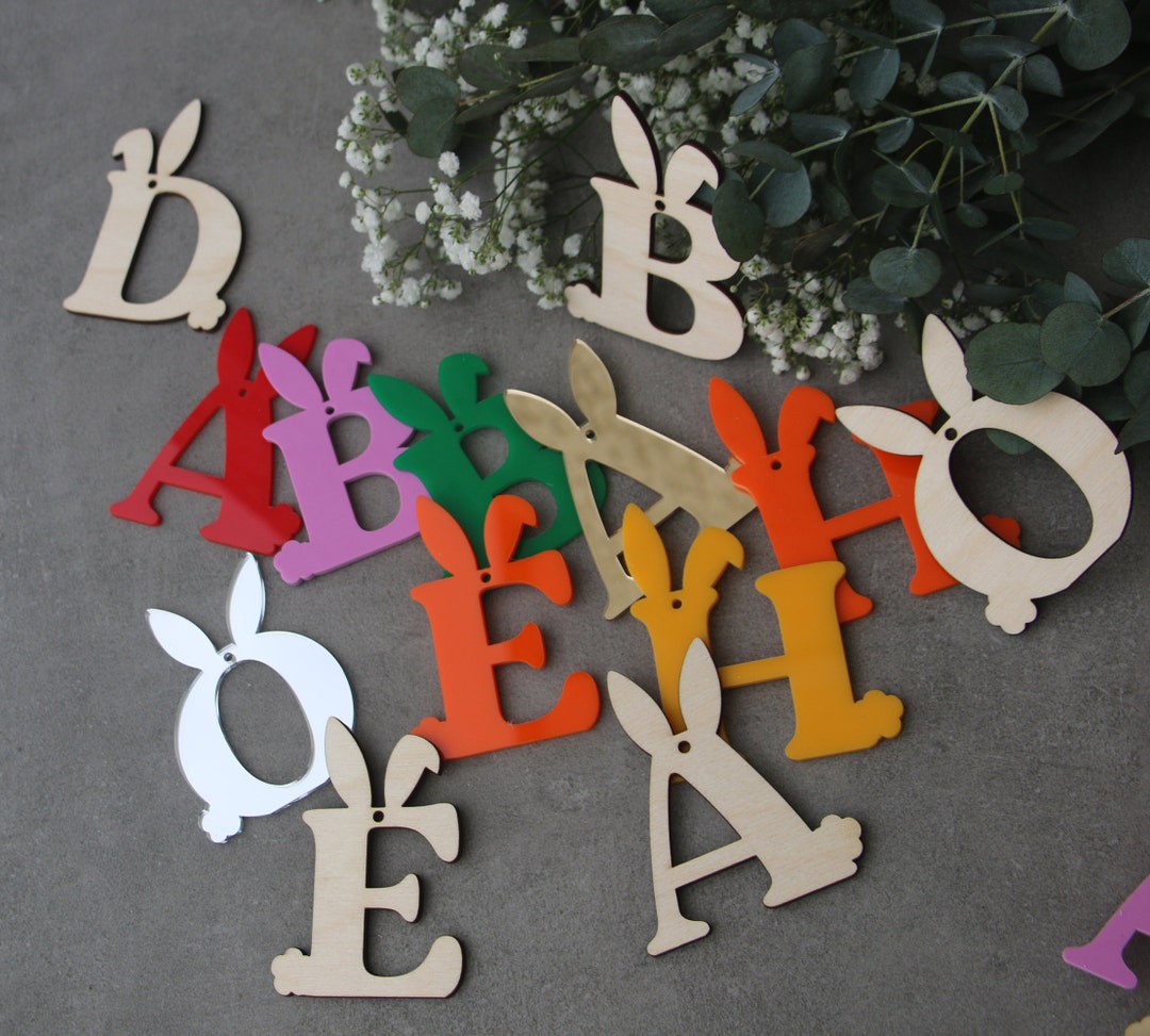 Easter Bunny Alphabet Letters Easter Basket Tag Rabbit Personalized ...