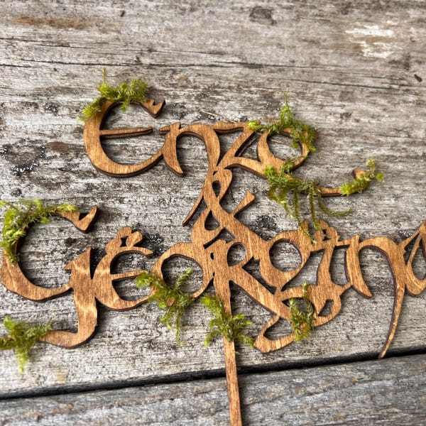 Decorazione per torta nuziale a tema Hobbit con muschio vero: Matrimonio autunnale, Il Signore degli Anelli