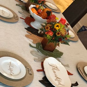 Laser Cut wood Thanksgiving Name signsCustom Laser cut Thanksgiving Setting SignsThanksgiving place cardsThanksgiving table decors image 10