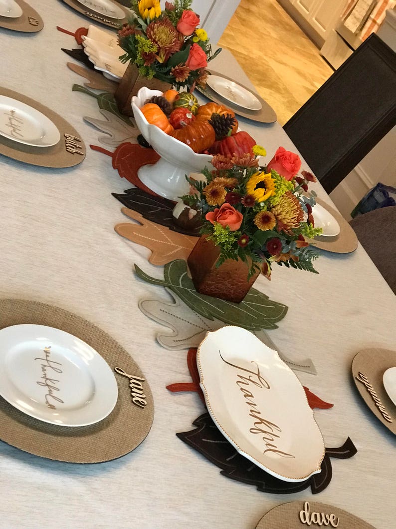 Laser Cut wood Thanksgiving Name signsCustom Laser cut Thanksgiving Setting SignsThanksgiving place cardsThanksgiving table decors image 10