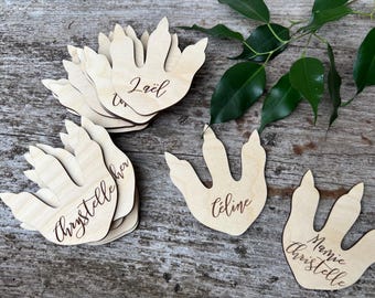 Wooden Dinosaur Paw Place Cards: Laser Cut Party Decor