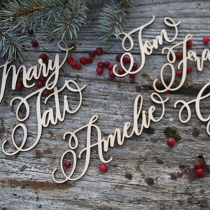 Laser cut wood names Custom Laser  cut Name Signs Christmas place cards Laser cut wood signs Place setting signs