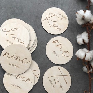 Tarjetas de hitos para bebés, letreros de hitos de madera, fotos mensuales, regalo de baby shower, accesorios fotográficos para recién nacidos, marcadores de hitos mensuales para bebés
