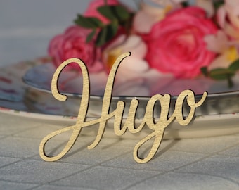 Custom Laser Cut wood Gold Name signs/Gold placecard/Acrylic Place Sign/Dinner Party Place Card/Wedding Table Decor/Stylish Calligraphy sign