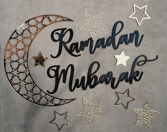 New Eid Mubarak Ramadan Kareem decorazione Moon Star ciondolo fai-da-te appeso corona di fiori artificiali decorazione per feste  15