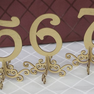 GOLD Wedding  table numbers /Rustic table numbers/Wooden numbers1-5/Free standing GOLD table numbers/Cutout table numbers/GOLD wedding decor