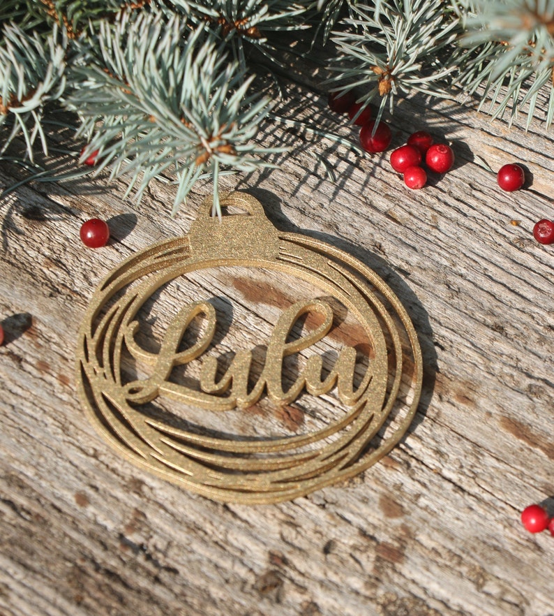 Custom Christmas baubles personalized CHRISTMAS pendants in wood ornament laser cut names CHRISTMAS gift tags with name wood Christmas Decor image 6