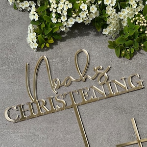 Christening Cake Topper Cake Topper Cake Decoration Personalised Cake Toppers Personalized Baptism Cake Topper Christening Topper image 1