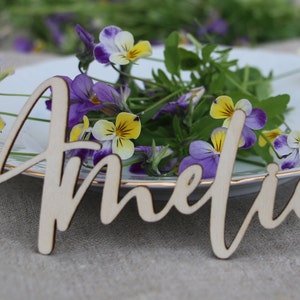 Segnali per nomi di nozze in legno tagliato al laser/Segni di impostazione per matrimoni personalizzati con taglio laser/Segnaposto per matrimoni/Decorazioni per tavoli nuziali/Nomi in legno