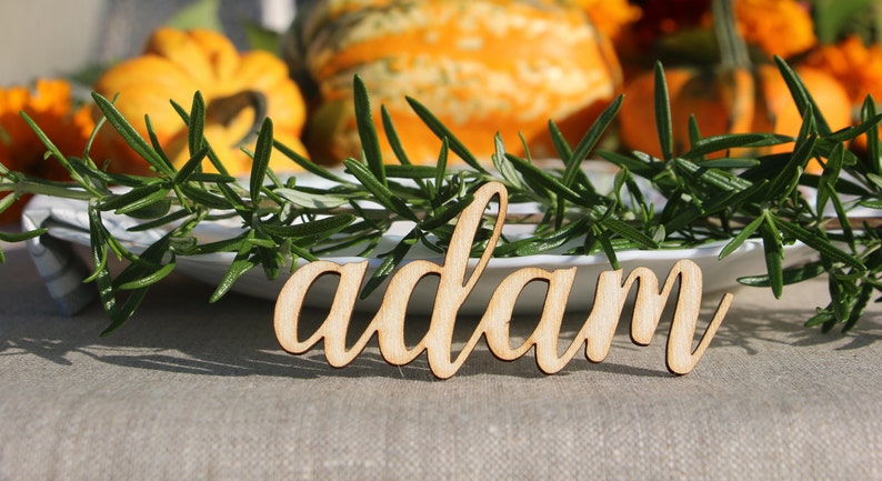 Laser Cut wood Thanksgiving Name signsCustom Laser cut Thanksgiving Setting SignsThanksgiving place cardsThanksgiving table decors image 3