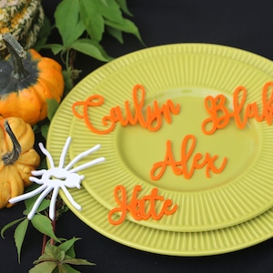 Personalized Halloween party acrylic place cards/laser cut guest names/Halloween table guest names/Halloween party place setting signs