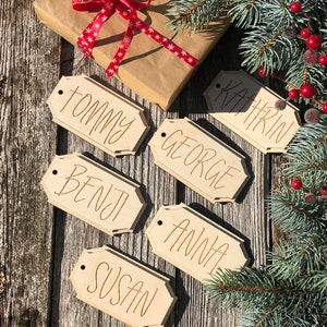 Personalized Christmas Wood Gift Tags: Laser Cut Birch Plywood