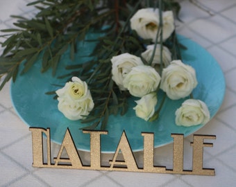 Custom Laser Cut gold  Name signs/Art Deco style Signs/Dinner Party Place Cards/Art deco place CARDS/Wedding place cards/Wedding table decor