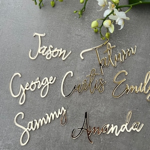 Laser Cut Wood Name Place Cards: Acrylic Wedding Place Setting
