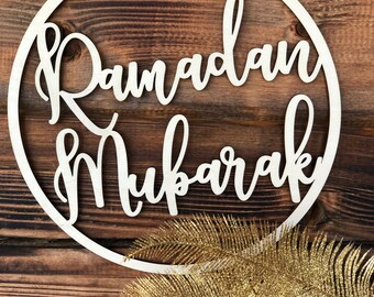 Laser Cut Ramadan Mubarak Sign: Eid Door Decor