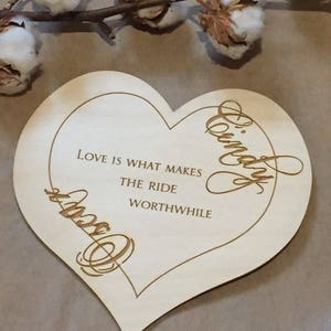 Personalized WOOD wedding heart/Engraved wedding heart  /Laser cut and engraved heart/Wooden heart for newlyweds/Heart with your names