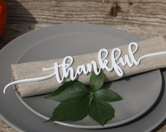 CUSTOM Thanksgiving place cards Thanksgiving table decor laser cut Thanksgiving Place Setting Grateful Thankful Blessed Gather Place Cards