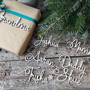 Personalized Christmas Wood Gift Tag: Laser Cut Ornament