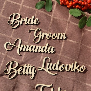 Personalized Wooden Place Cards , Name Plates For Wedding , gold wood names , Place Cards , Place Setting , Custom wedding place cards