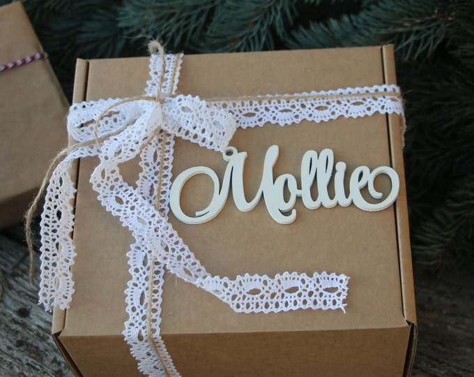8custom Laser Cut Wood Name Gift Tag/christmas Gift Tag Etsy