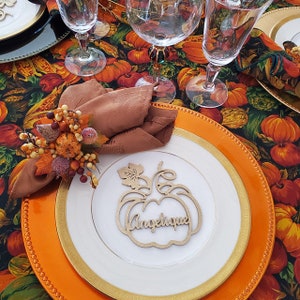Segnaposto a forma di zuccaTaglio laserDecorazioni per la tavola del RingraziamentoSegnaposti per il RingraziamentoDecorazioni con zuccaPersonalizzatoSegno con il nome del RingraziamentoDecorazione del Ringraziamento
