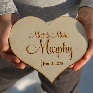 Cuore di coppia in LEGNO personalizzato / Cuore per matrimoni inciso / Cuore in legno tagliato al laser e inciso / Cuore in legno per sposi / Cuore con i tuoi nomi
