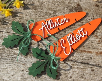 Carrot tags Easter basket tag Carrot Personalized Easter name tags Labels Gift tags Custom wooden name Easter basket Spring carrots decor