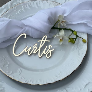 Laser Cut Wood Name Place Cards: Custom Wedding Setting